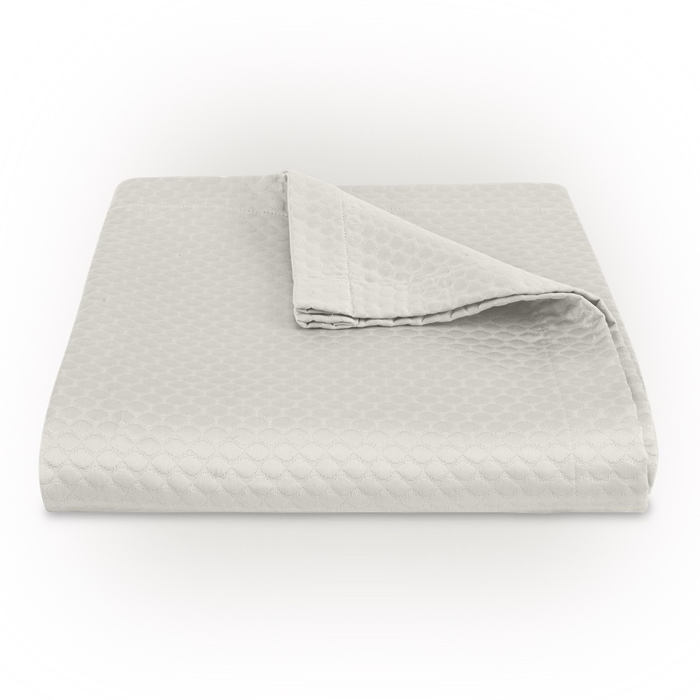 Matouk Pearl Quilted Egyptian Cotton Coverlet in Silver